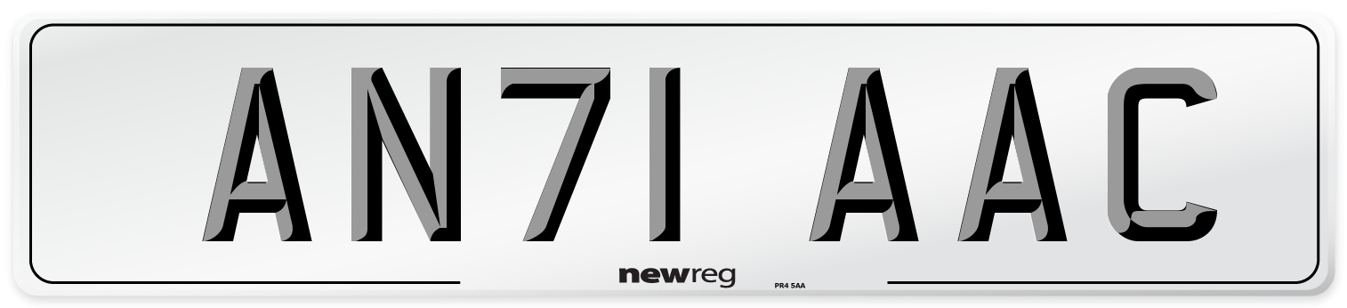 AN71 AAC Number Plate from New Reg